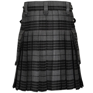 Grey Watch Acrylic Wool 16oz Leather Straps Kilt For Men's Kilt Experts