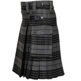 Grey Watch Acrylic Wool 16oz Leather Straps Kilt For Men's Kilt Experts