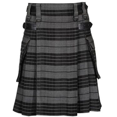 Grey Watch Acrylic Wool 16oz Leather Straps Kilt For Men's Kilt Experts