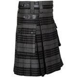 Grey Watch Acrylic Wool 16oz Leather Straps Kilt For Men's Kilt Experts