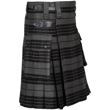 Grey Watch Acrylic Wool 16oz Leather Straps Kilt For Men's Kilt Experts