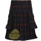 Gunn Modern Tartan Heavy 16OZ Leather Straps Utility Kilt - Kilt Experts