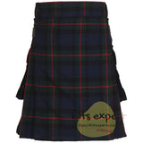 Gunn Modern Tartan Heavy 16OZ Leather Straps Utility Kilt - Kilt Experts