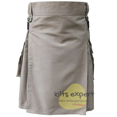 Khaki Leather Straps Utility Kilts For Active Men Kilt Experts