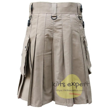 Khaki Leather Straps Utility Kilts For Active Men Kilt Experts