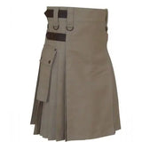 Khaki Men Leather Strap Utility Kilt Kilt Experts