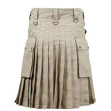 Khaki Men Leather Strap Utility Kilt Kilt Experts