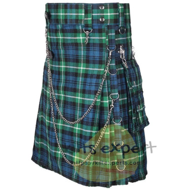 Lamont Ancient Tartan 16OZ Stud Kilt With Detachable Chain & Pockets Kilt Experts