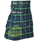 Lamont Ancient Tartan 16OZ Stud Kilt With Detachable Chain & Pockets Kilt Experts