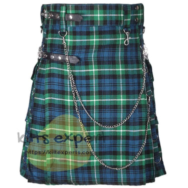 Lamont Ancient Tartan 16OZ Stud Kilt With Detachable Chain & Pockets Kilt Experts