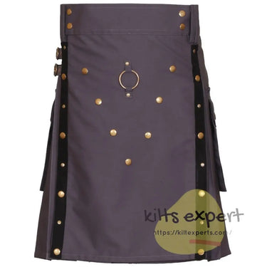 Men Scottish Grey Utility Kilt - Kilt Experts