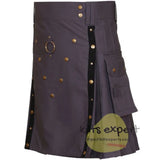 Men Scottish Grey Utility Kilt - Kilt Experts