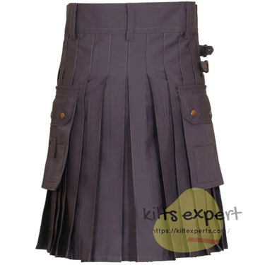 Men Scottish Grey Utility Kilt - Kilt Experts