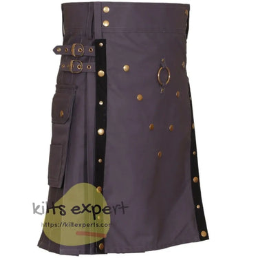 Men Scottish Grey Utility Kilt - Kilt Experts
