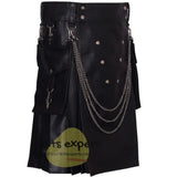Men's Genuine Cowhide Leather Kilt With Detachable Chain & Pockets - Kilt Experts