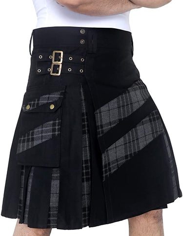 Men's Hybrid Cotton & Tartan Cross Strip Utility Kilt - Kilt Experts