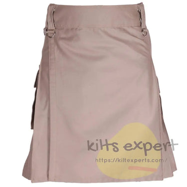 Men's Khaki Utility Kilts With Stylish Pockets - Kilt Experts