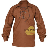 Men's Scottish Brown Jacobite Ghillie Kilt Shirt Kilt Experts