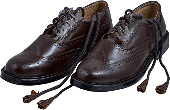 Men's Scottish Chocolate Brown Synthetic Leather Ghillie Brogues Kilt Shoes Kilt Experts