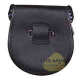 Men's Semi Dress Kilt Sporran Leather Black Fur Latch Pin Scottish Half Sporrans - Kilt Experts