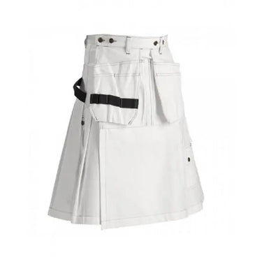Modern White Fashion Utility Kilt Kilt Experts