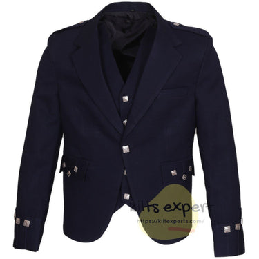 Navy Blue Argyle Jacket For Men With 5 button Vest - Kilt Experts