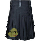 New Black Modern Leather Straps Kilt For Active Men Kilt Experts