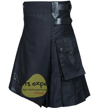 New Black Modern Leather Straps Kilt For Active Men Kilt Experts