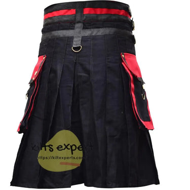 New Modern Red & Black Two Tone Utility Kilt Kilt Experts