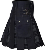 New Wedding Stylish Dark Grey Highlander Hybird Kilt For Men's Kilt Experts