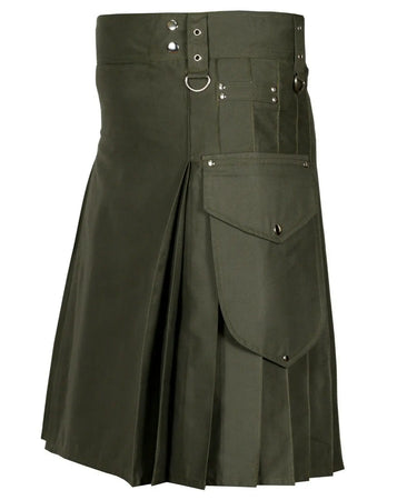 Olive Green Cargo Utility Kilts For Men Kilt Experts