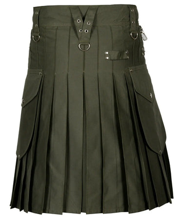 Olive Green Cargo Utility Kilts For Men Kilt Experts