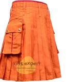 Orange Tartan Style Modern Kilt With Two Pockets Kilt Experts