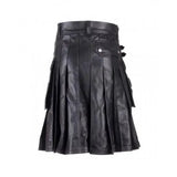 Pure Cowhide Black leather Utility Kilts For Men Kilt Experts