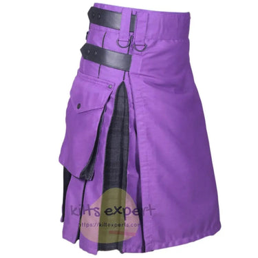 Purple & Dark Grey Highlander Two Tone Hybird Kilt Kilt Experts