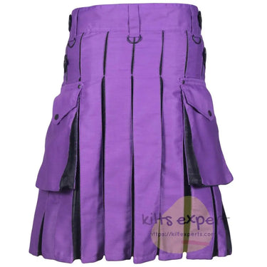 Purple & Dark Grey Highlander Two Tone Hybird Kilt Kilt Experts