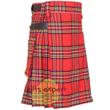 Royal Stewart Leather Straps Utility Kilt - Kilt Experts