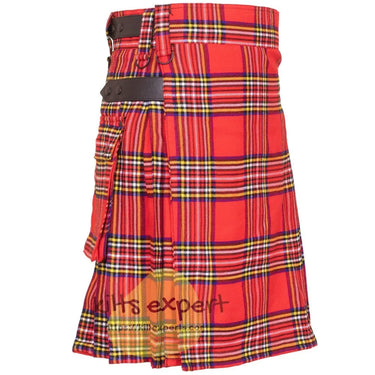 Royal Stewart Leather Straps Utility Kilt - Kilt Experts