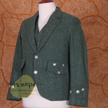 Scottish 100% Wool Argyle Jacket With 3 Celtic Button Vest (Available In Different Colors) - Kilt Experts