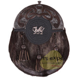 Scottish Deffirent Matel Bras Badge Kilt Sporrans for Men with a Leather Strap and an Antique Finish Chain - Kilt Experts