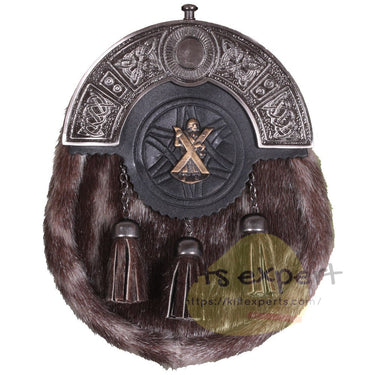 Scottish St Andrew Dress Matel Bras Badge and Welsh Dragon Style Kilt Sporrans for Men with a Leather Strap and an Antique Finish Chain - Kilt Experts