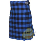 Scottish Traditional Buffalo Blue/Black 8 Yard & 16oz Tartan Kilt Kilt Experts