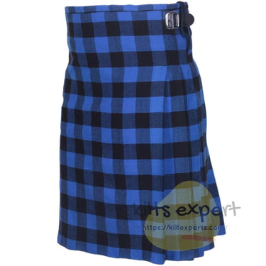 Scottish Traditional Buffalo Blue/Black 8 Yard & 16oz Tartan Kilt Kilt Experts