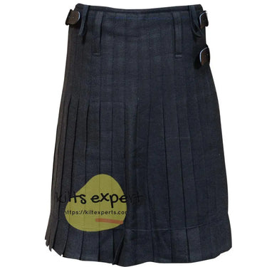 Scottish Traditional Plain Black 8 Yard & 13oz Tartan Kilt Kilt Experts