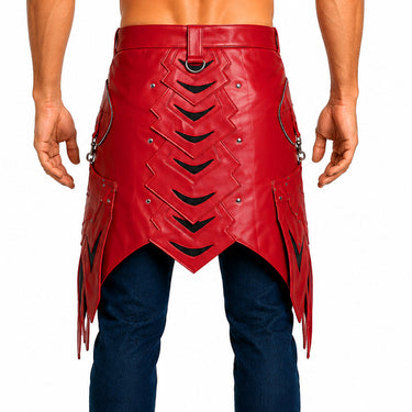 Handmade Red Gladiator Leather Kilt