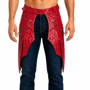 Handmade Red Gladiator Leather Kilt