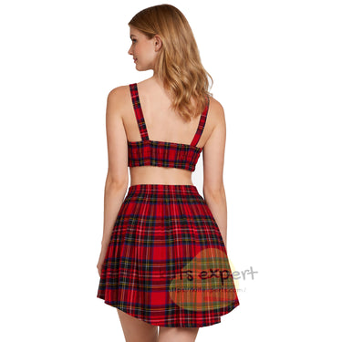 Women’s Royal Stewart Modern Tartan Two-Piece Set | Crop Top & High-Low Skirt - Available In Various Tartans