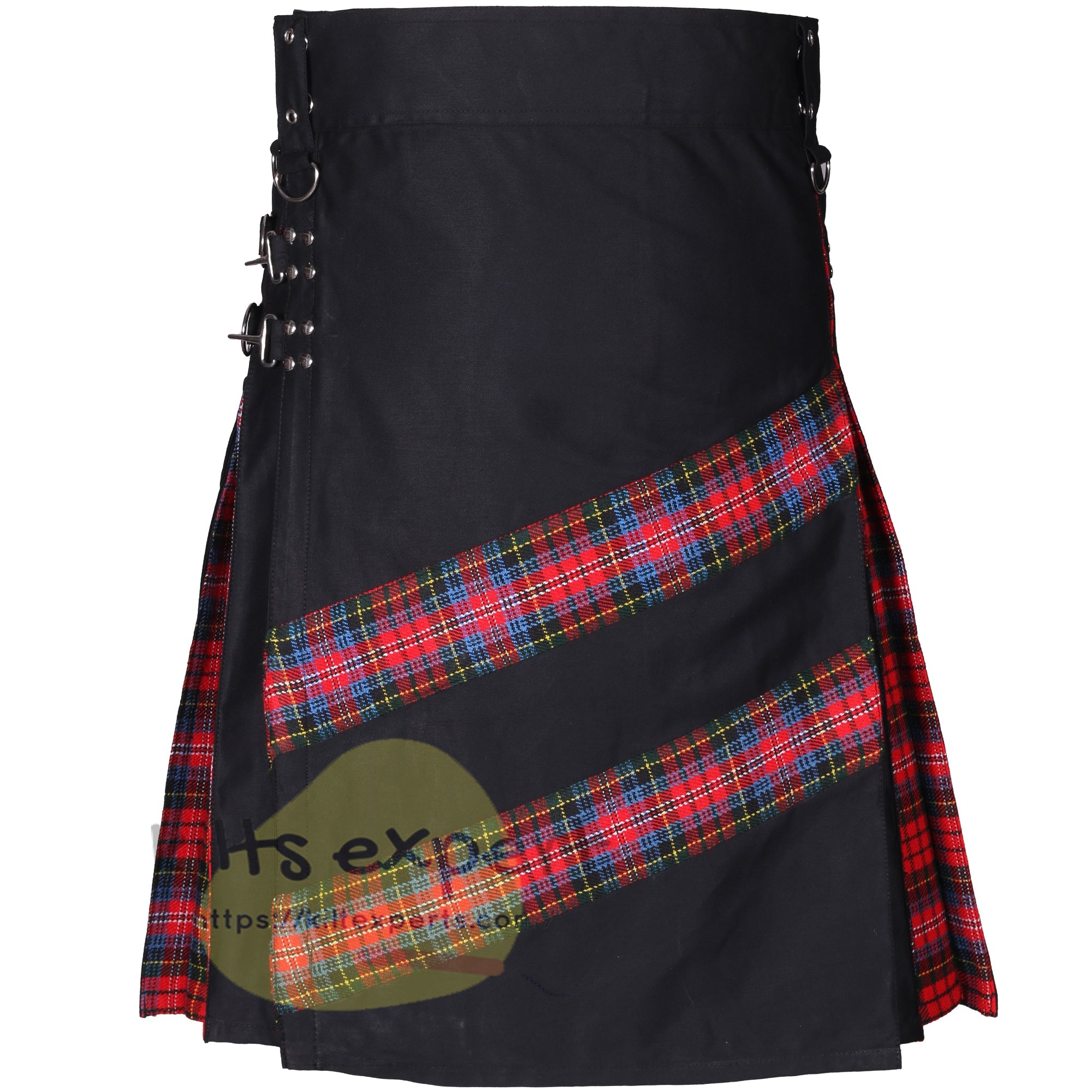 Black Cargo Hybrid Utility Kilt with MacPherson Tartan - Kilt Experts