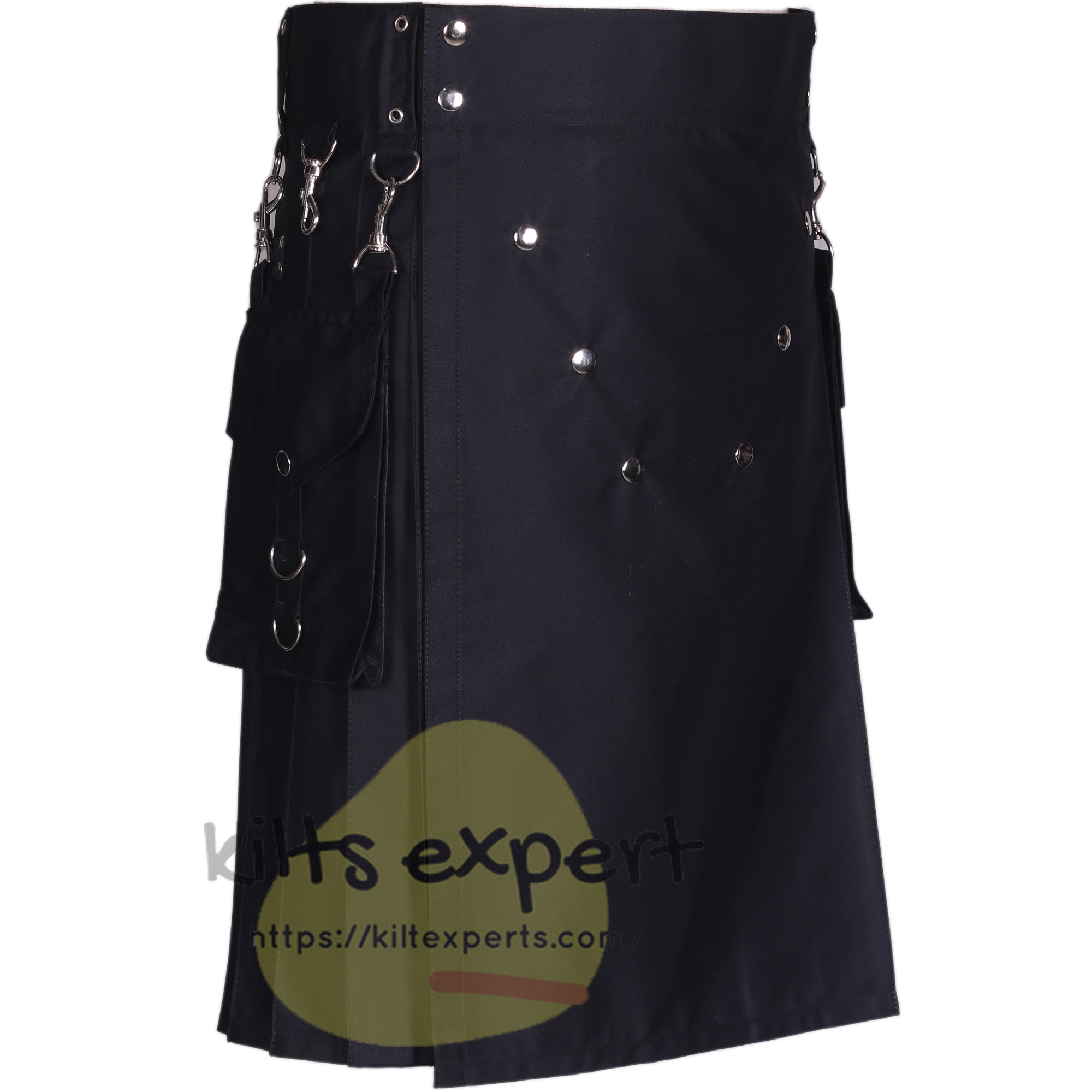 Black Cotton Kilt with 6 Buttons – Custom Utility Kilt - Kilt Experts