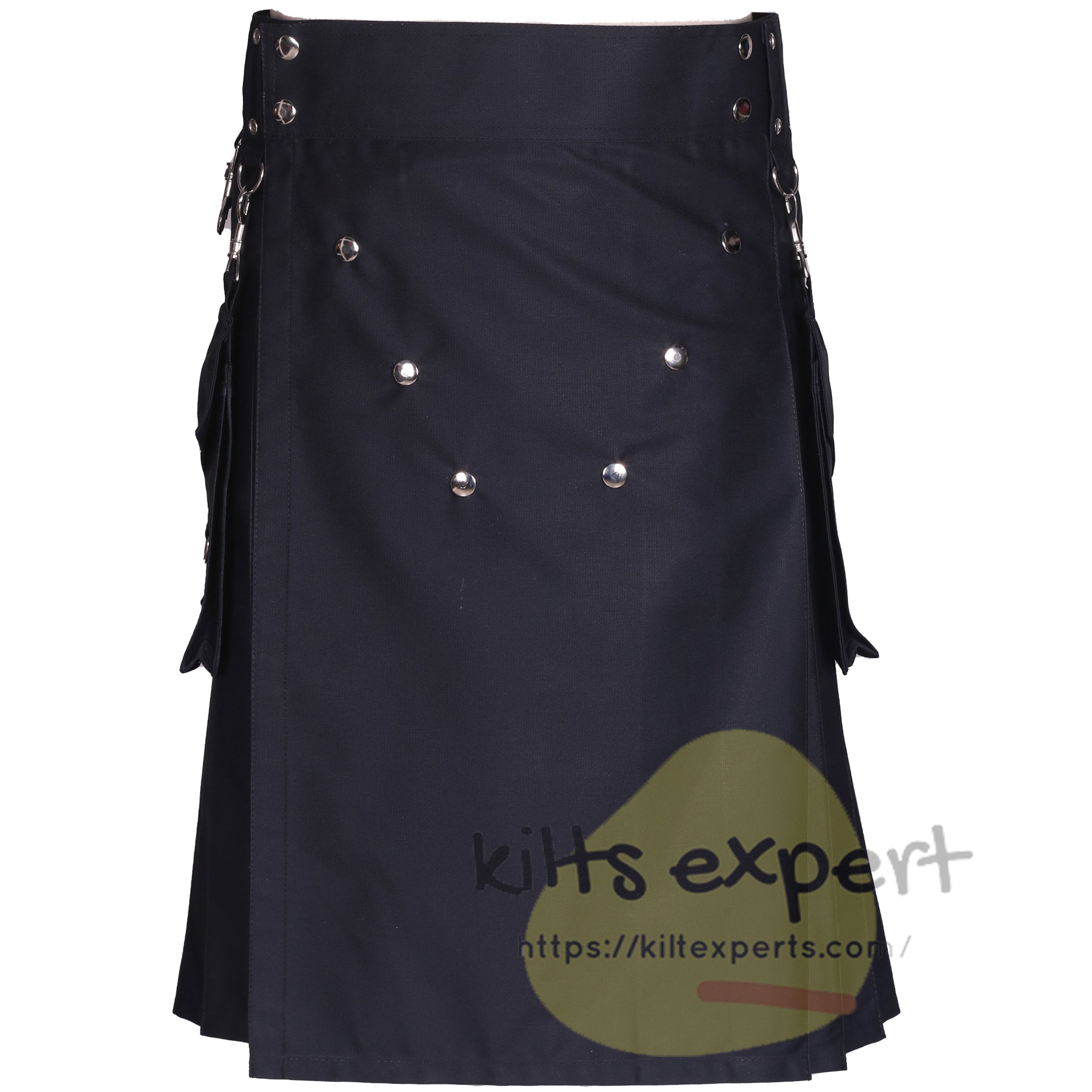 Black Cotton Kilt with 6 Buttons – Custom Utility Kilt - Kilt Experts